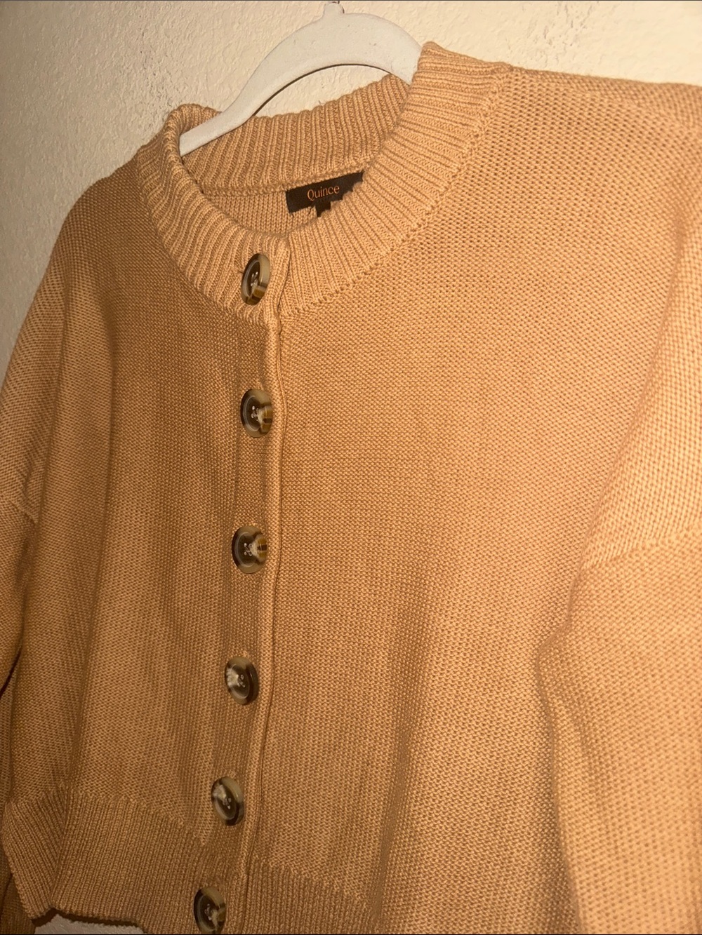 Quince 100% Organic Cotton Cropped Cardigan in Camel Size Small - Picture 5 of 7